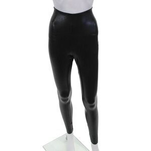 Commando Control Womens Textured Elastic Waistband Lined Skinny Pants Black Size